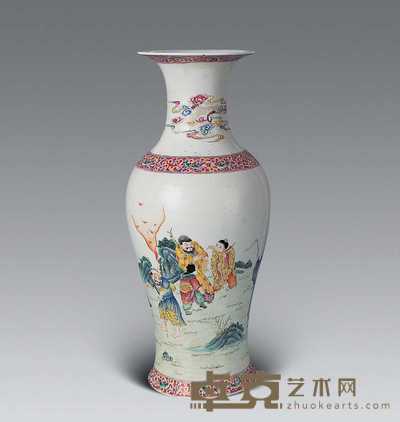 民国 粉彩八仙人物瓶 高43.5cm